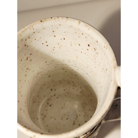 Handmade Studio Pottery Bud Vase & Mug Maple Leaf Design Signed PRP Speckle - Picture 13 of 14